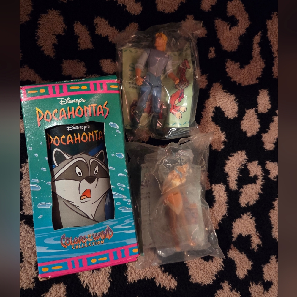 Vintage 1990s Burger King Pocahontas Disney Movie Cup And Toys
